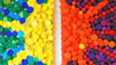 "Sunrise…Sunset", Corry Hodges, 2010, bottle caps on panel