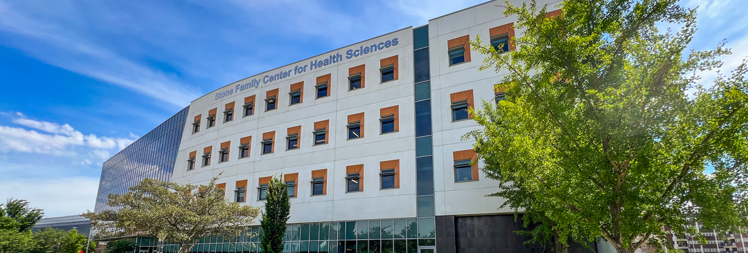 Exterior shot of Stone Family Center for Health Sciences