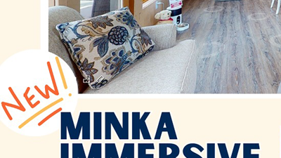 Photo of minka interior with words "New Minka Immersive 360 Video"