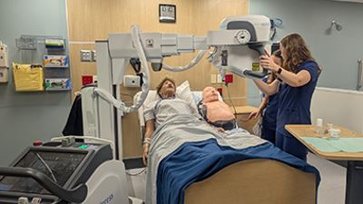 Students using X-ray machines
