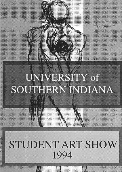 USI Student Art Show 1994 postcard, art by Sabrina Hart