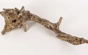 tattooed wood art piece