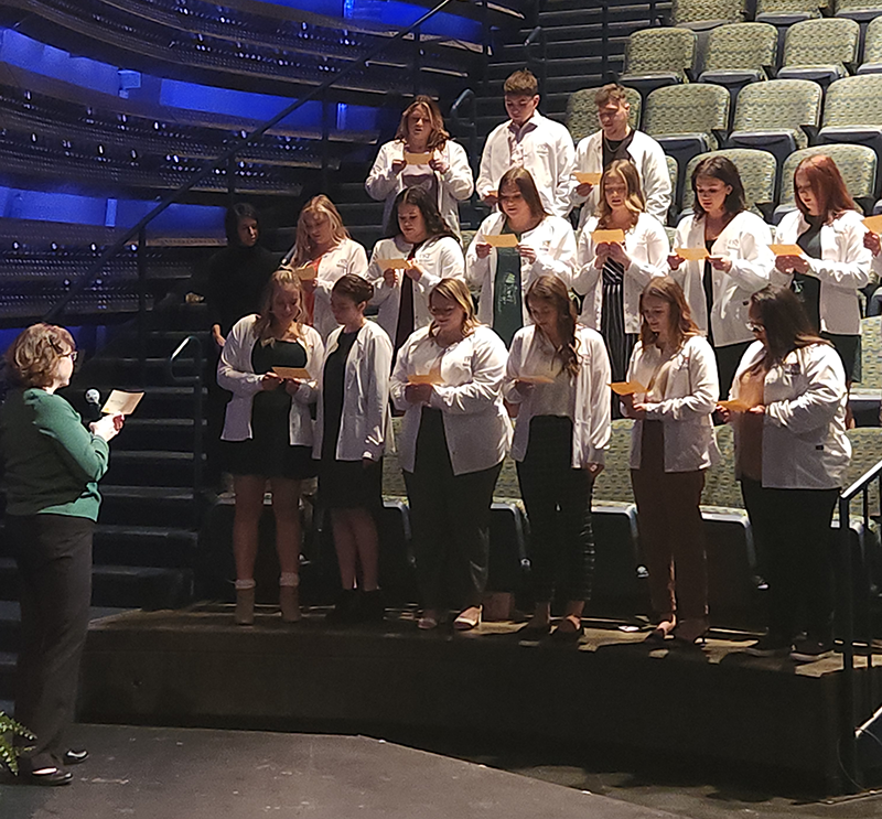nursing students at white coat ceremony