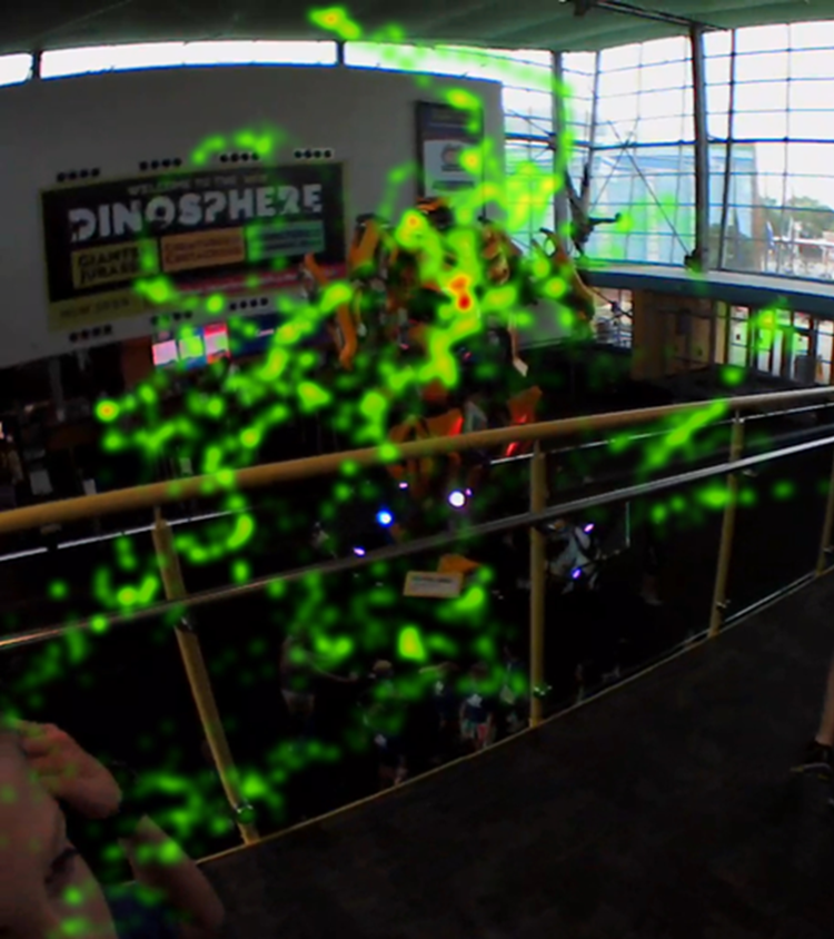 An eye-tracking map that shows where visitors looked in The Children's Museum of Indianapolis